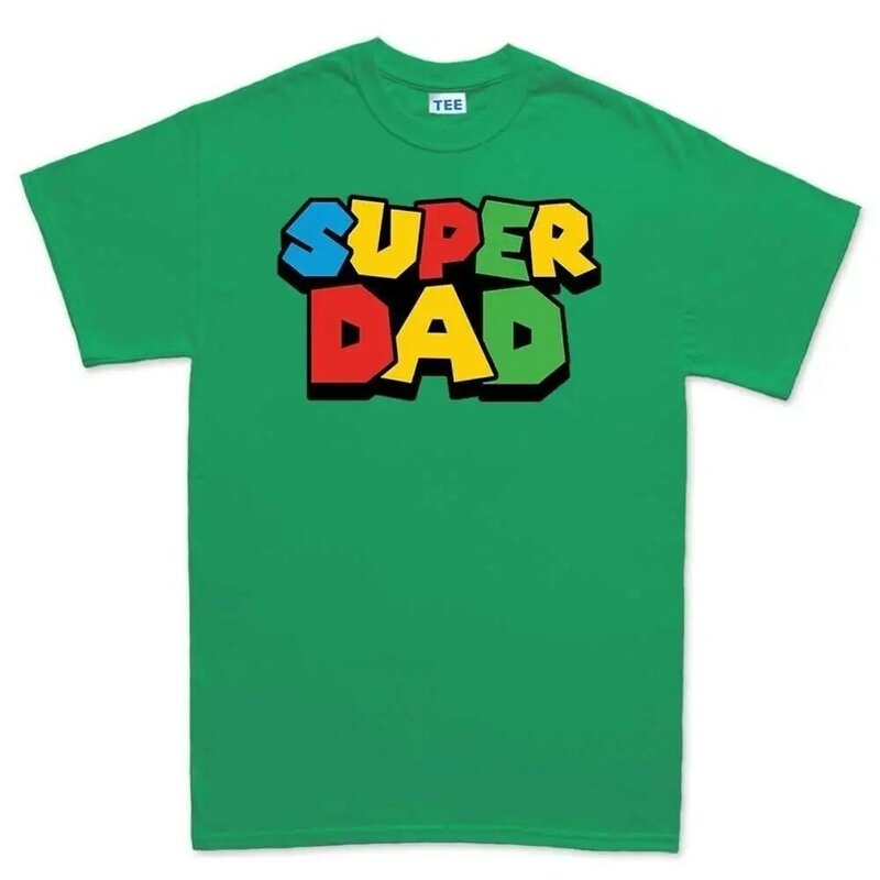 Ayah Super Pria Tshirt Warna-warni Lengan Pendek Mario Luigi Ayah Hadiah Hari Ayah Sofspun Katun Hipster Keren Tops Tee