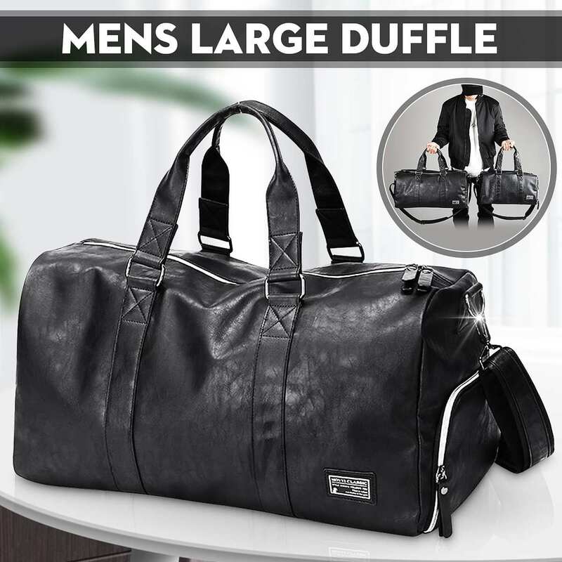 Los hombres bolso deportivo grande robusto fitness bolso bolsa de viaje con compartimiento de zapatos negro