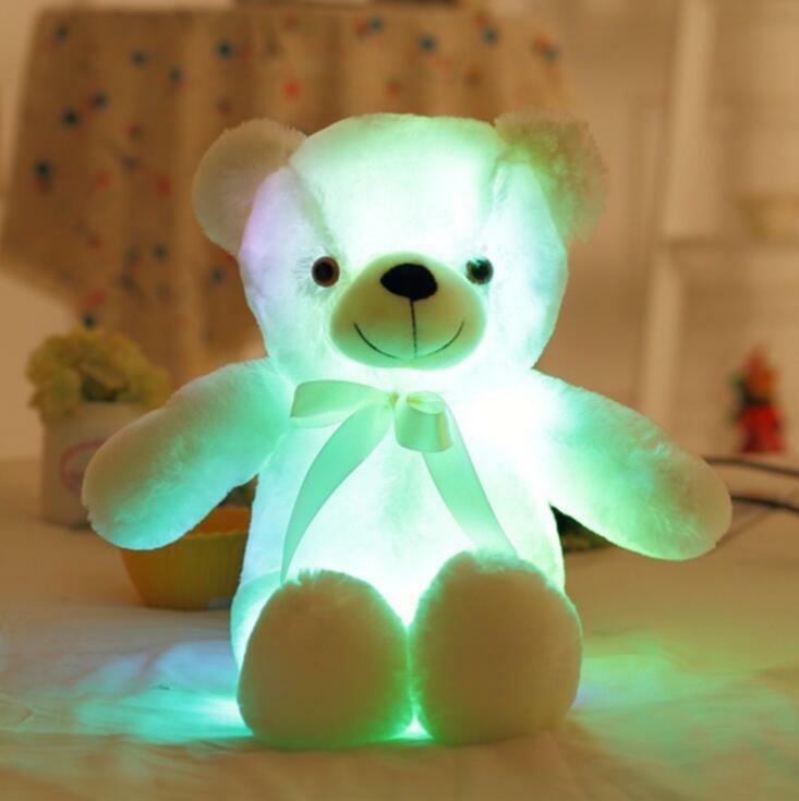2021 جديد 30 سنتيمتر الملونة متوهجة دمية دب مضيئة ألعاب من القطيفة LED الدب محشوة أفخم دمية دبدوب هدايا جميلة للأطفال