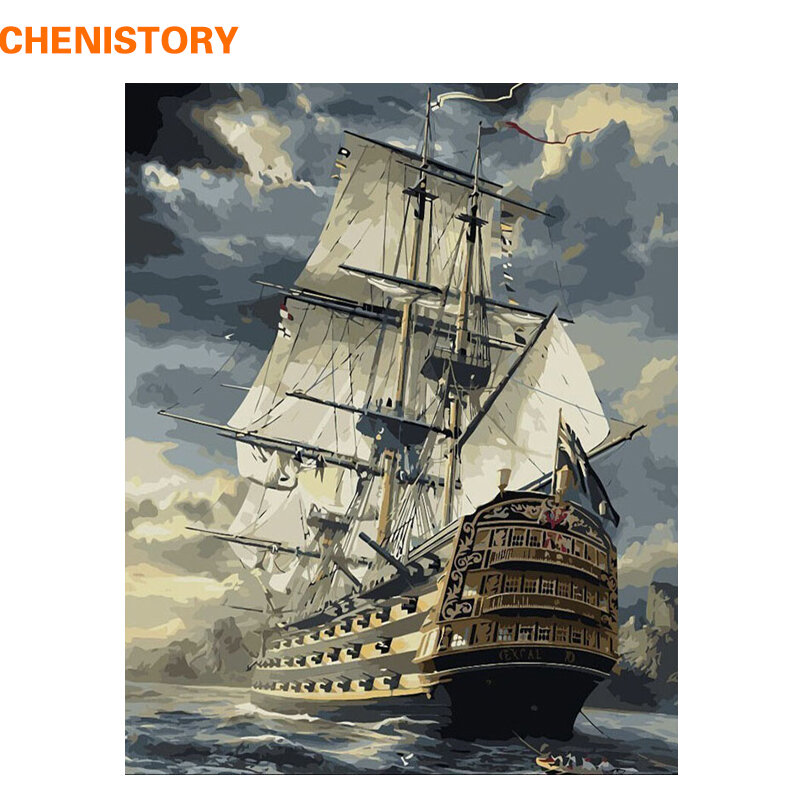CHENISTORY Segelboot DIY Malerei Durch Zahlen Zeichnung Malerei Durch Zahlen Kits Malen Auf Leinwand Für Home Wand Kunst Bild