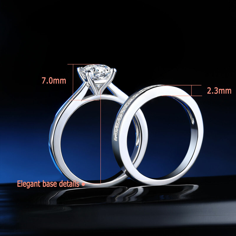 Wuziwen Solitaire okrągły Cut pierścionek zaręczynowy wieczność obrączka dla kobiet Soild 925 srebro AAAAA CZ weselne zestaw pierścieni