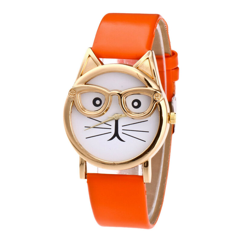 2020ผู้หญิงแฟชั่นแมวน่ารักนาฬิกาควอตซ์Braceletesสแตนเลสแว่นตานาฬิกาMinimalistเพรียวบางควอตซ์นาฬิกา