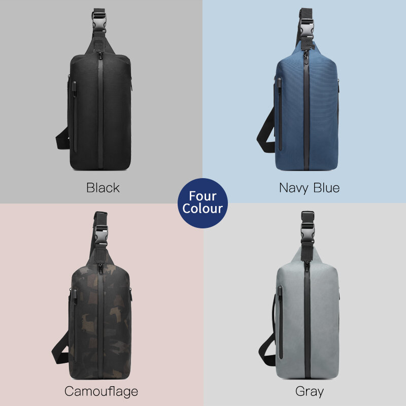 OZUKO – sac de poitrine imperméable pour hommes, sac de sport de plein air, sacoches à bandoulière, chargeur USB, Pack de poitrine pour adolescents, sac de voyage