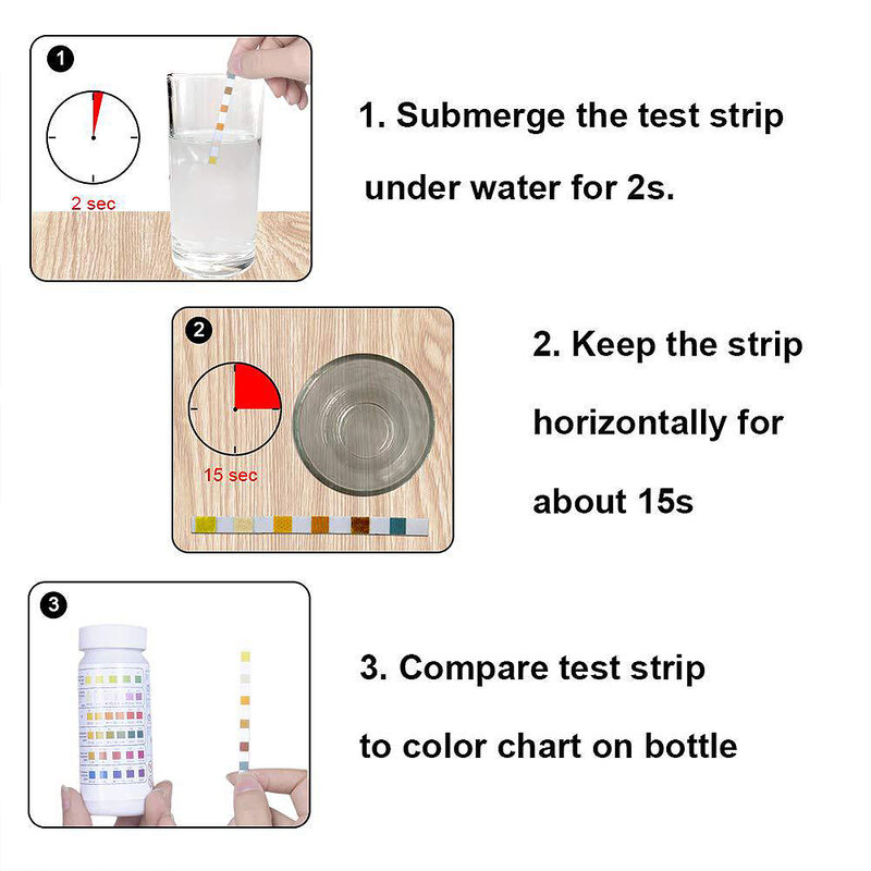 Tiras de prueba de Ph para acuario, papel de prueba multifuncional 6 en 1 para bañera de hidromasaje, SPA y piscina, 50 piezas