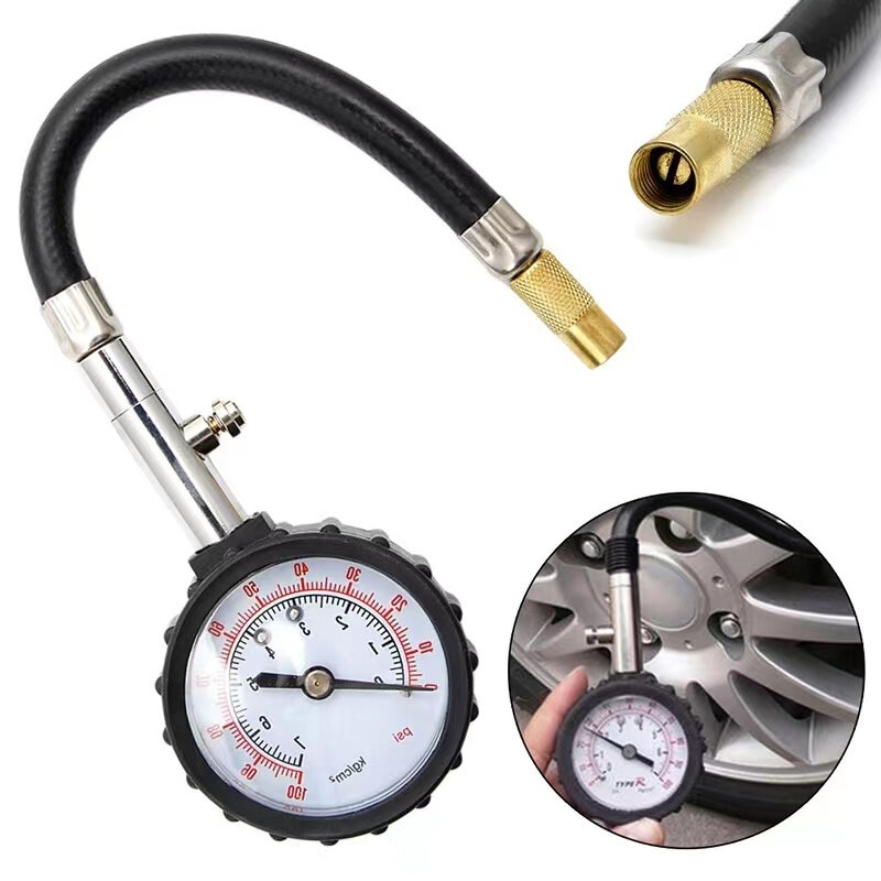 Medidor de presión de neumáticos de tubo largo, probador de presión de aire de alta precisión para coche y motocicleta Universal, 0-100Psi