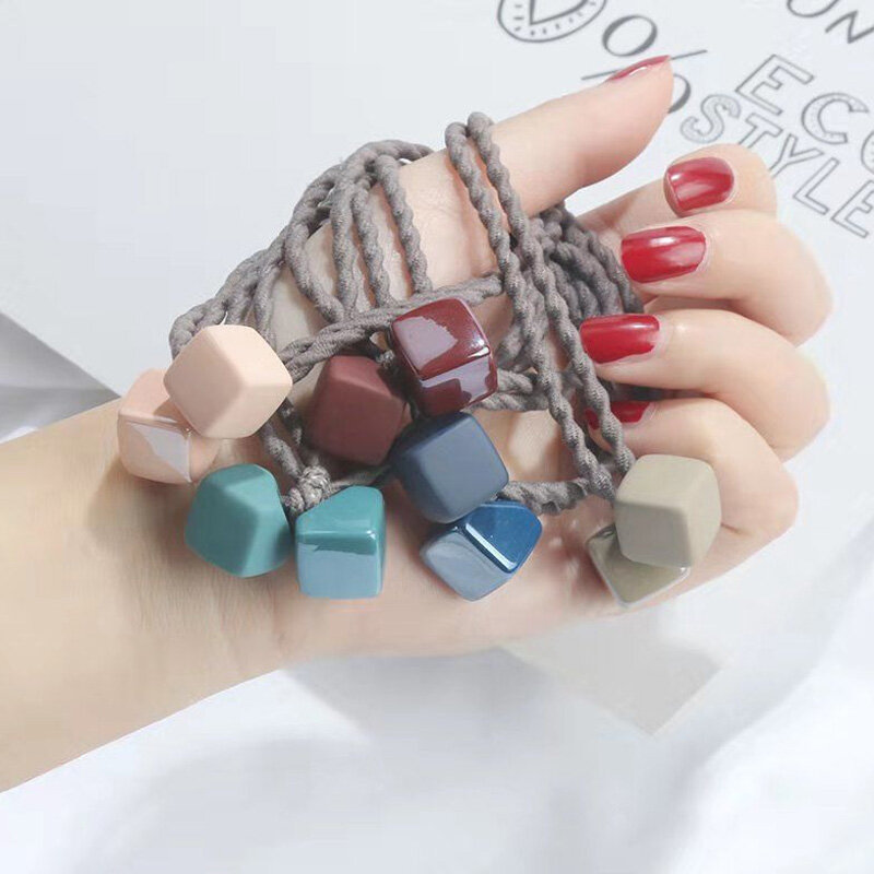Woman Square Hair Rubber Bands Chic Scrunchy Girl Hair Accessories Candy Color Hair Gum Ponytail Holder High Elastic Hairband