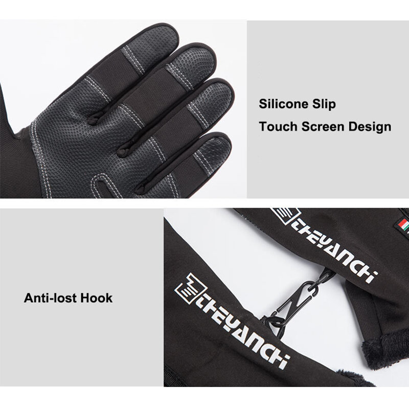 เย็น Ski ถุงมือกันน้ำฤดูหนาวถุงมือขี่จักรยาน Fluff ถุงมืออุ่นสำหรับ Touchscreen เย็นสภาพอากาศ Windproof Anti Slip
