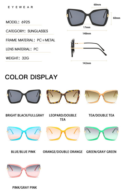 LONSY – lunettes De soleil Vintage pour femmes, surdimensionnées, carrées et rectangles, marque De luxe, Design rétro, Gafas Oculos De Sol
