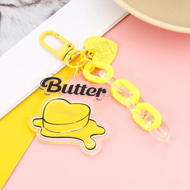 Kpop Bangtan Boys Album Butter Three-piece Set of the Same Keychain Chain Keychain Beaded Key Ring Pendant Surrounding
