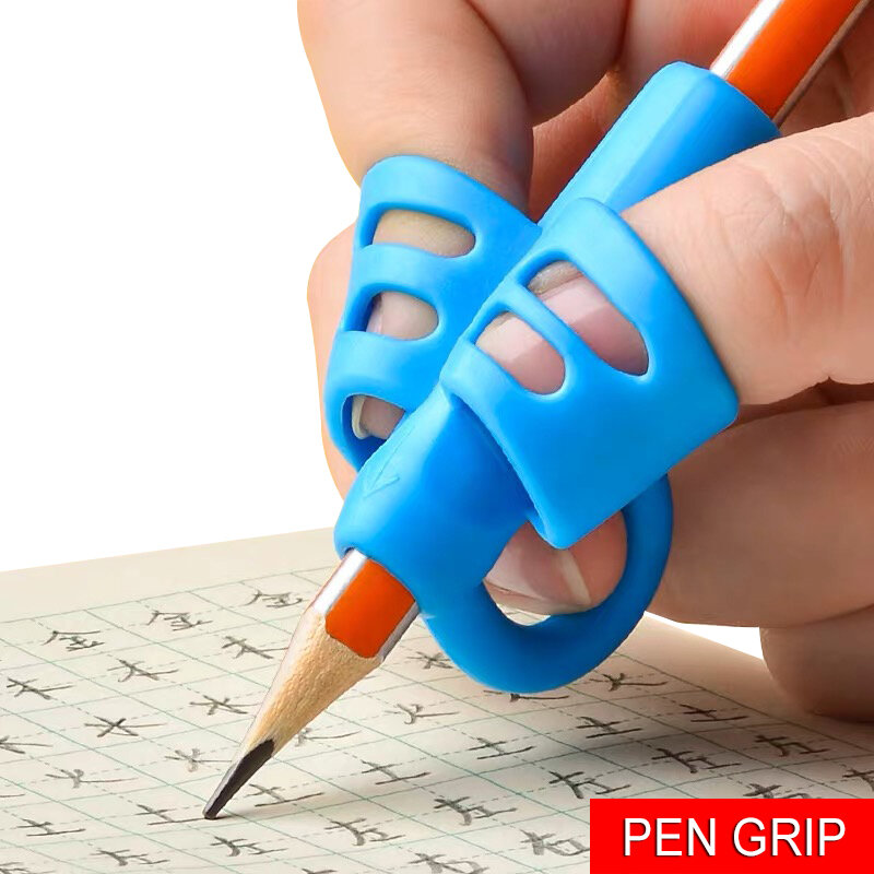 Suporte de caneta de três dedos de silicone, 4 unidades, escrita auxiliares iniciantes escrita infantil polegar correção de postura