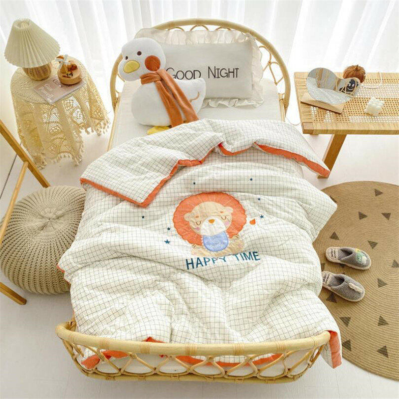 القطن الأطفال النوم لحاف بطانية مع Emborider الاطفال مكيف غرفة قيلولة بطانية أربعة الموسم الدافئة لحاف الطفل بطانية