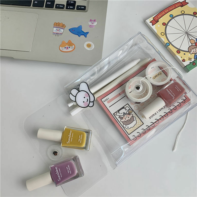 Tas Transparan PVC Mini Ins Retro Rumbai Lulur Korea Mahasiswa Rias Makeup Organizer Case Portable Jelly-Tas Perjalanan Jelas Sederhana tas Wanita
