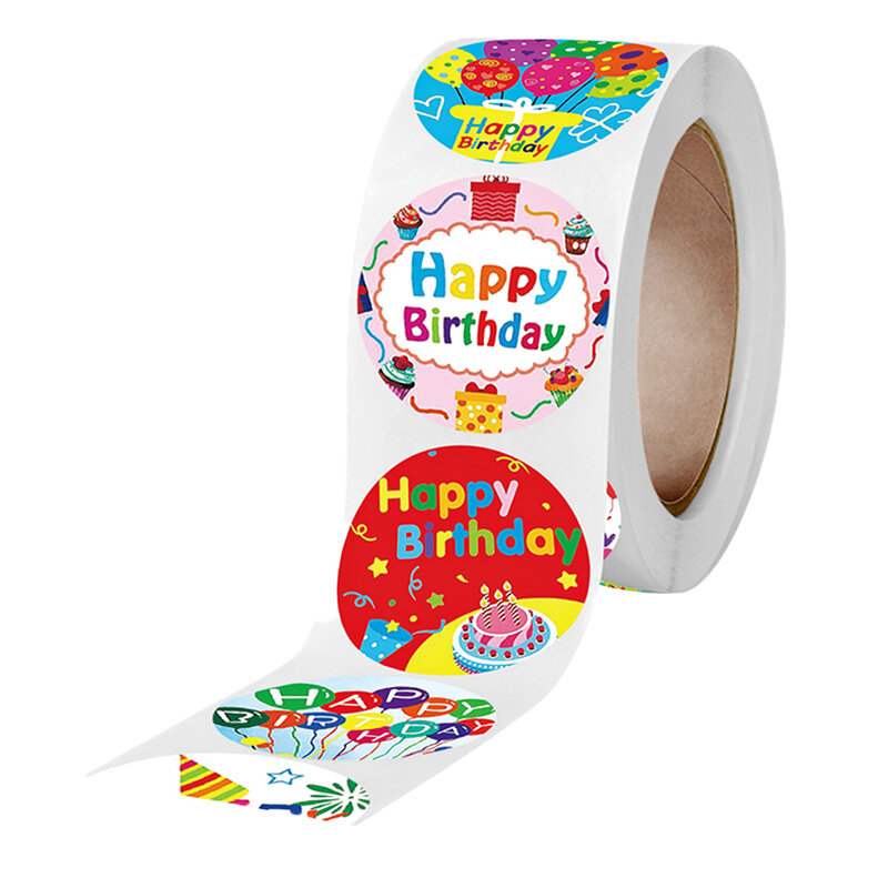 Etiqueta de sellado de 500 Uds. Para niños, paquete de regalo, pegatinas de álbum de recortes, pegatinas de feliz cumpleaños, regalo de cumpleaños, etiqueta de decoración
