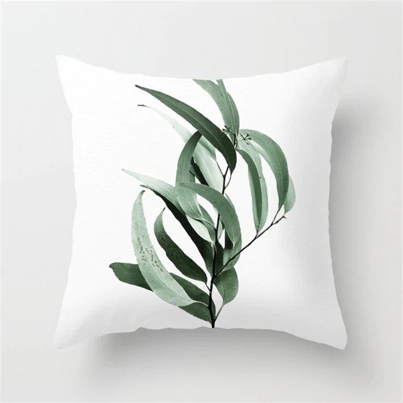 1 pz piante tropicali fodera per cuscino foglia di palma foglie verdi fodera per cuscino decorativo fodere per cuscino in pelle di pavone in poliestere