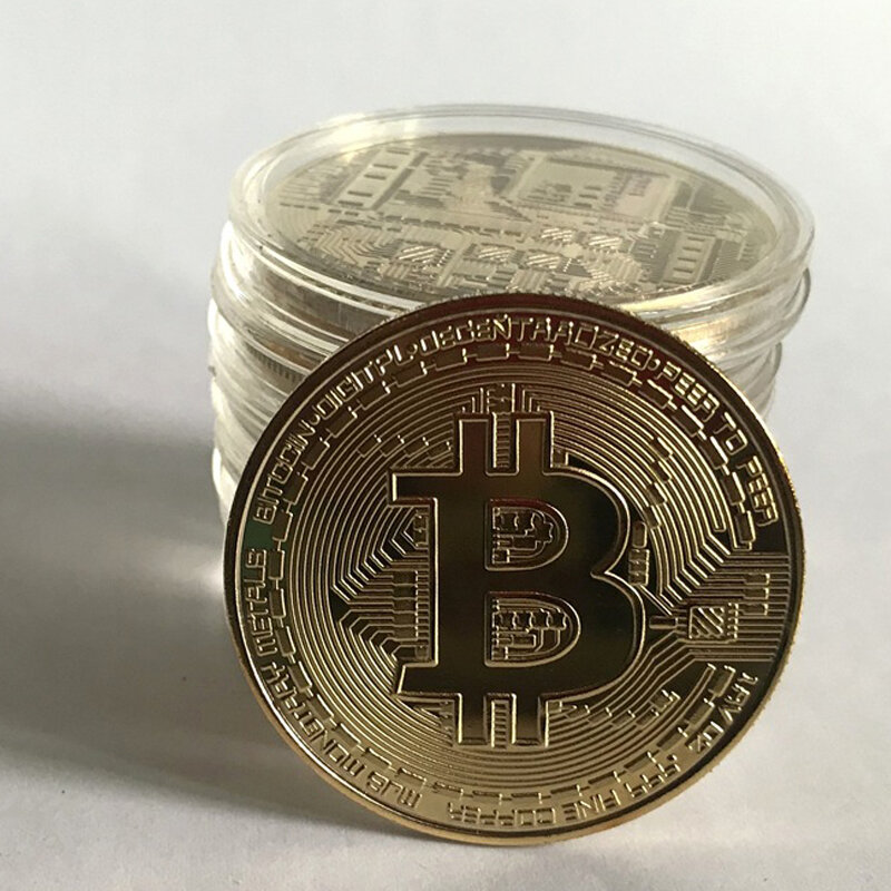 Dropshipping Souvenir Gold Plated Physical Bitcoin with Case Collectible Great Gift Bit Coin Art Collection Commemorative Coins