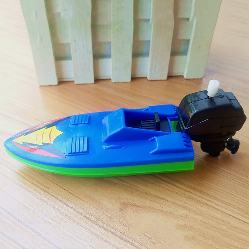Plastic Wind-up Speed Boat Motorboat Kids Children Summer Water Sports Bath Toy