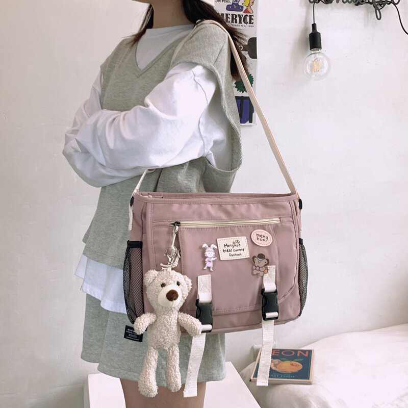 Girl Literary Crossbody Bags for Women Japanese College Cute Cartoon Shoulder Bag Korean Harajuku High School Student Bookbags