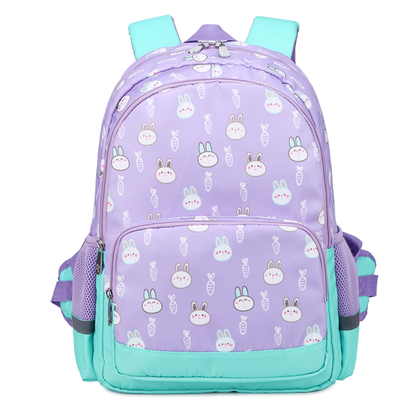 Sac à dos violet pour enfants, sac à dos étanche Anti-vol, pour l'école, pour écoliers, sac de jour avec livre lapin mignon