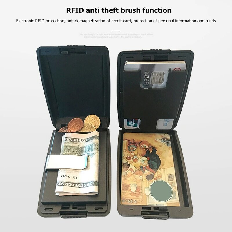 แฟชั่นอลูมิเนียม Antimagnetic Card ผู้ถือผู้หญิงผู้ชายโลหะ Cowhide Rfid บัตรเครดิตผู้ถือบัตรธุรกิจกระเป๋าสต...