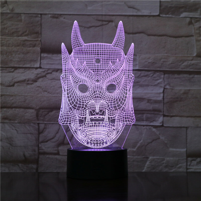 Maschera di Halloween luci notturne 3D giocattoli per bambini luci a Led regali di illuminazione di Halloween creativi camera dei bambini lampada da tavolo per bambini a Led 2080