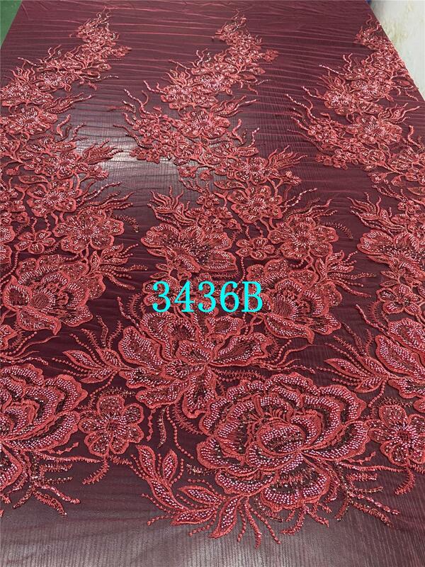 Handmade Lace African Tulle Lace Fabric 2020 High Quality Lace Nigerian Lace Fabrics French Mesh Lace Fabric For Dress YA3436B-3