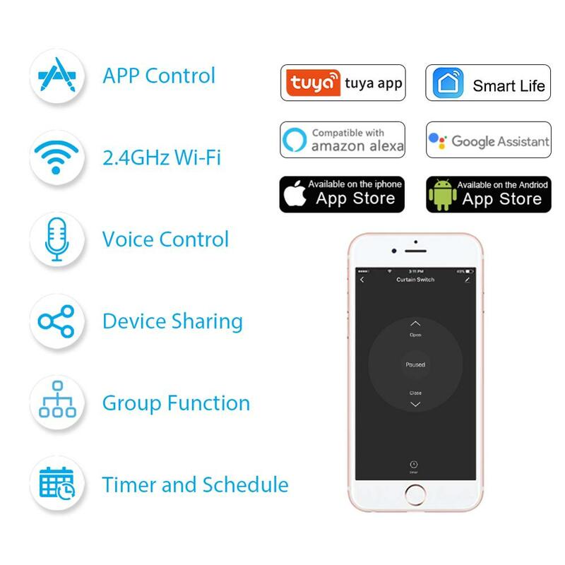 Lonsonho Tuya Smart Wifi Gordijn Switch Module Relais Voor Blind Motor Smartlife Afstandsbediening Alexa Google Home Compatibel