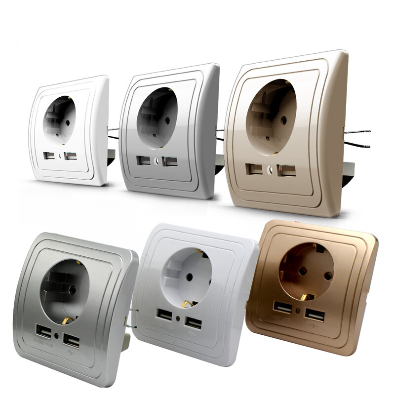 Usb 벽 충전기 어댑터 16a eu 표준 전기 플러그 소켓 콘센트 고정/이동식 벽 휴대 전화 충전 스탠드