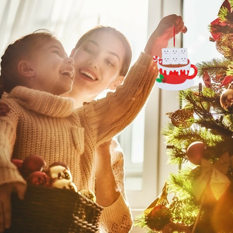 Adornos de resina navideños para taza de café navideña, adorno colgante de árbol de Navidad para decoración del hogar, Navidad, 2021