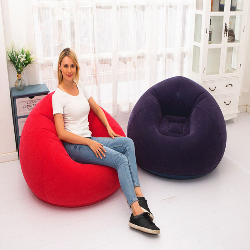 PVC FlockingInflatable Malas Furnitur Sofa Sepak Bola Kecil Keluarga Rumah Tunggal Nyaman Sofa Santai Bangku Hiburan
