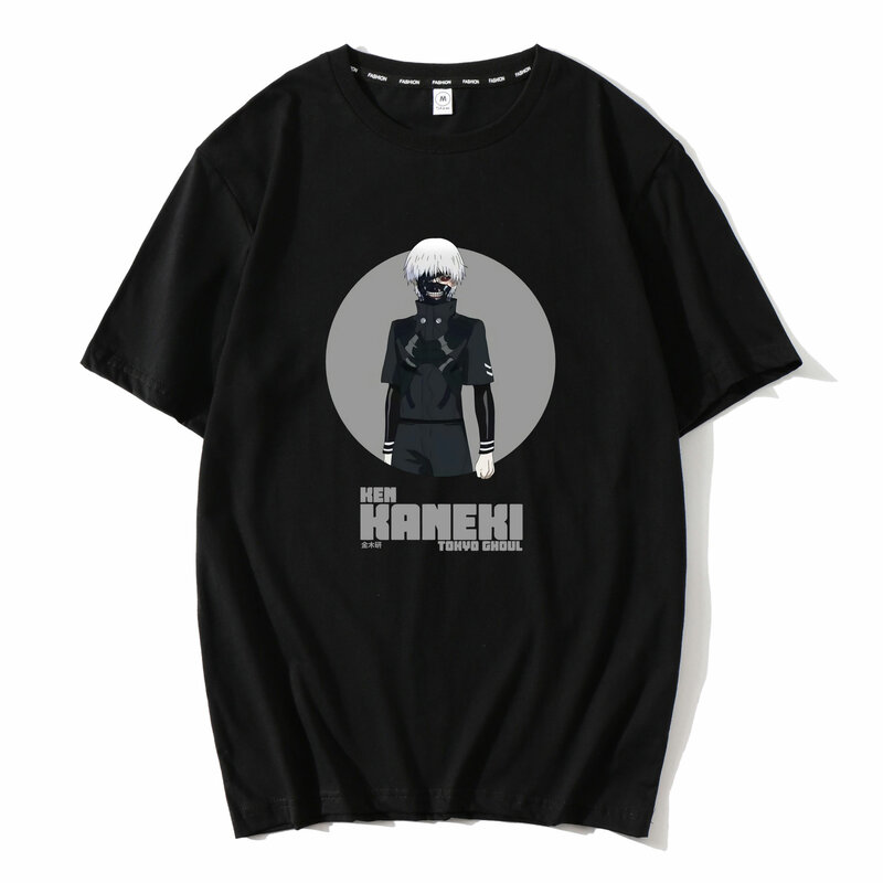 Camiseta de Anime japonés Tokyo Ghoul para hombre, 100% de algodón, camiseta de Manga corta Kaneki Ken, ropa para fanáticos