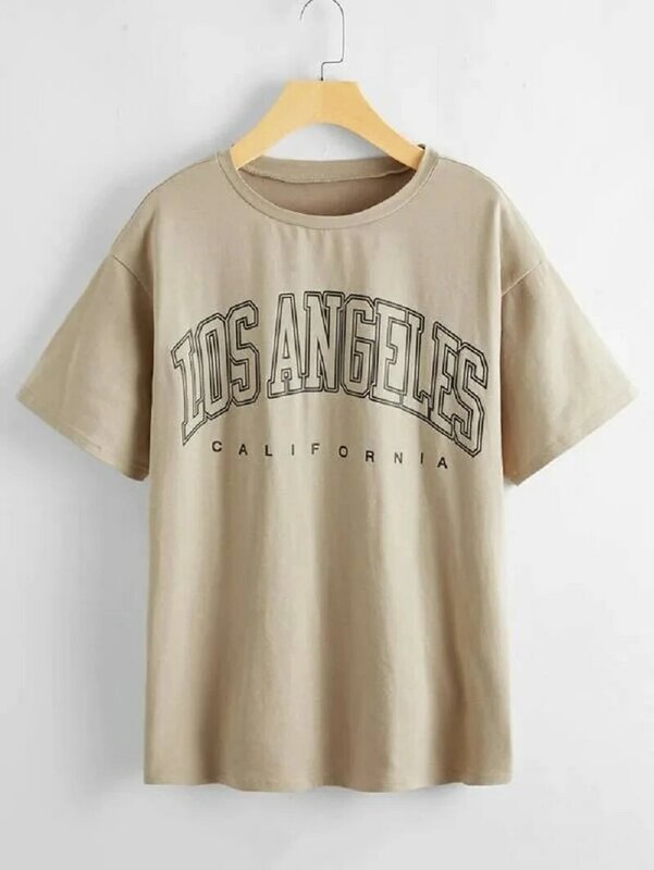 Лос-Анджелеса картина для женщин Tumblr модные милые летних повседневных футболок с короткими рукавами, с принтом, футболки,