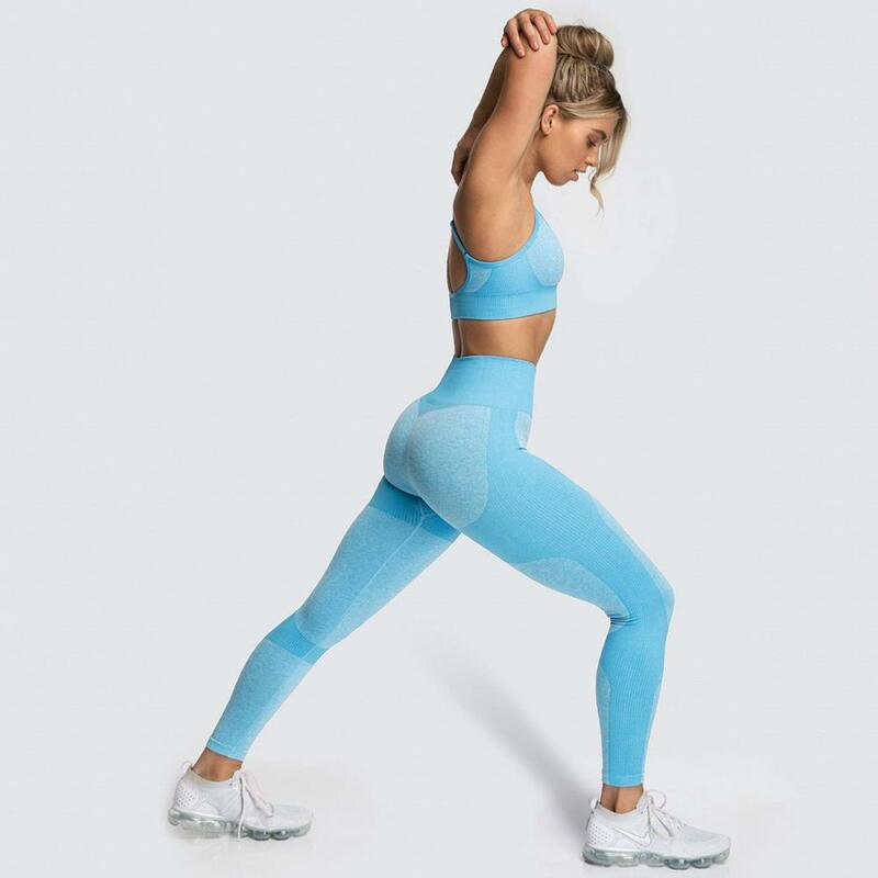 Set Olahraga Yoga Mulus Wanita Gym Legging Mulus Bra Olahraga Push Up Kebugaran untuk Wanita Pakaian Gym Pakaian Olahraga Ketat