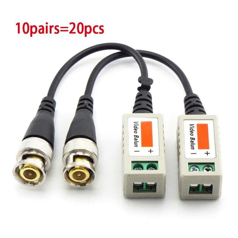 10Pairs/20Pcs 3000FT Afstand Utp Abs Plastic Cctv Camera Video Balun Connector Passieve Transceivers Bnc Male Kabel cat5 Adapter