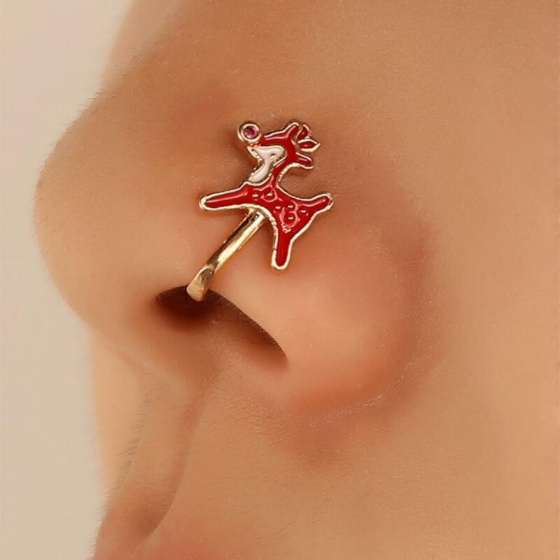 Vrouwen Stijlvolle Cartoon Schattige Neus Ring Accessoire Neus Stud Kerstboom Voor Party