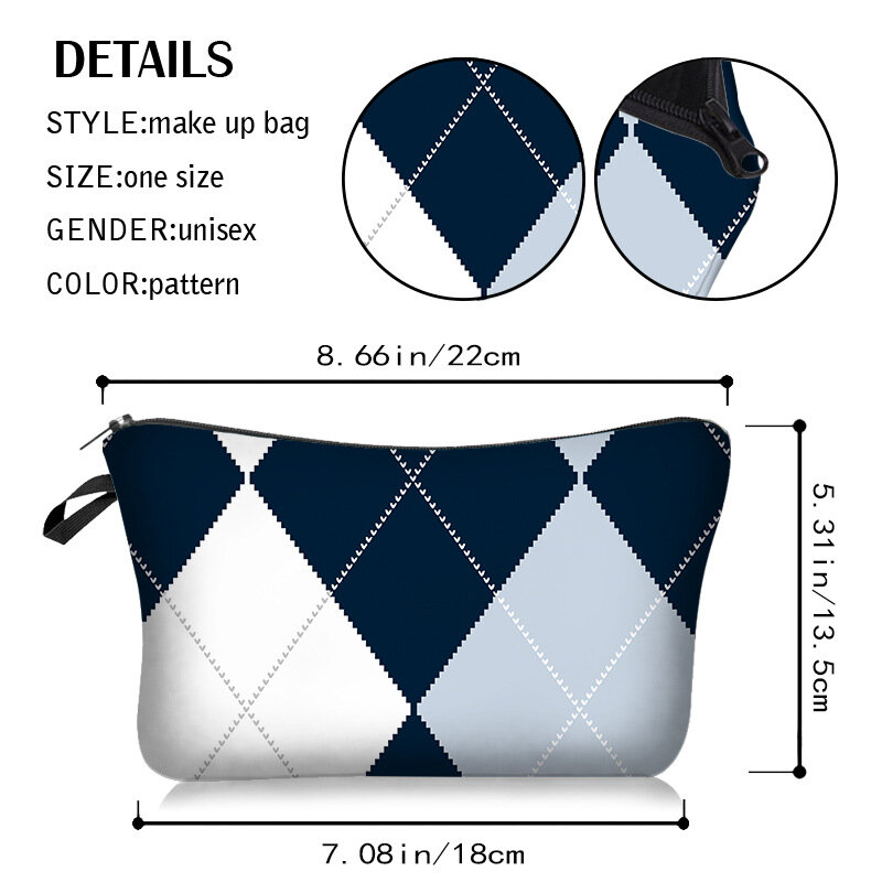 Geometrische Musterserie การพิมพ์เครื่องสำอางค์แต่งหน้ากระเป๋าจัดกระเป๋าซิป Travel Bag กระเป๋าถือ