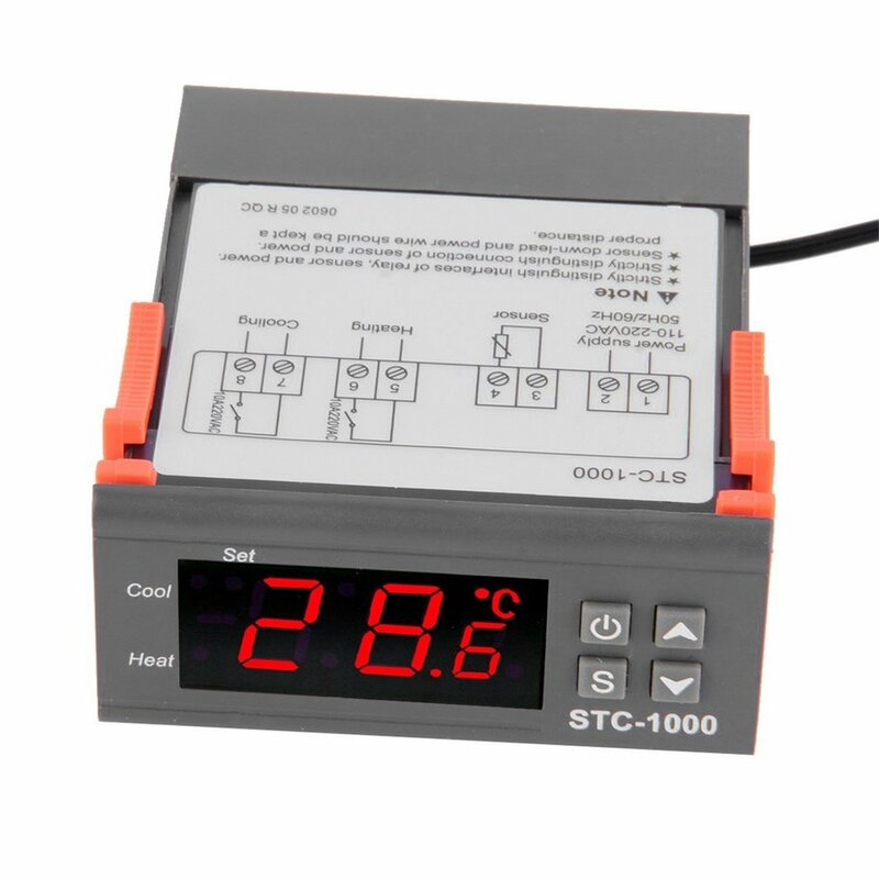 الرقمية متحكم في درجة الحرارة ترموستات منظم الحرارة حاضنة التتابع LED 10A التدفئة STC-1000 التبريد STC 1000 12 فولت 24 فولت 220 فولت