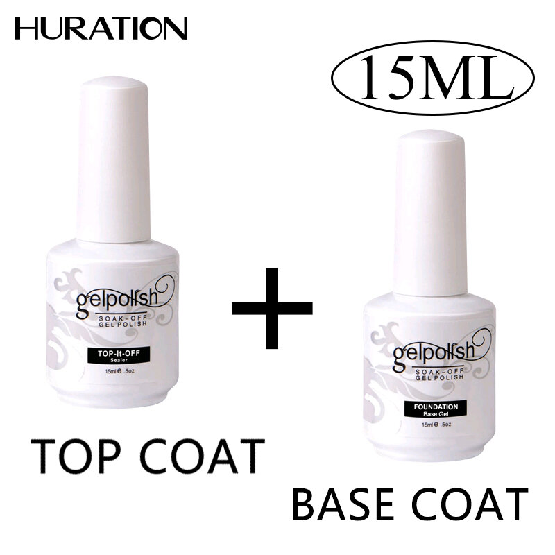 Top Coat Base de Unha Polonês Gel UV Soak Off 15 Reforçar ml de Longa Duração Nail Art Manicure Lak Gel Verniz Brilhante Top Coat Cartilha