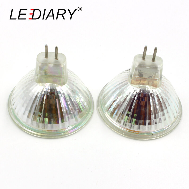Lediary-lâmpada halógena, 10 peças, super brilhante, dimerizável, mr16, gu5.3 12v, 20/35/50w, lâmpadas, formato de copo, vidro de quartzo claro