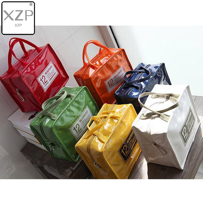 XZP 1 pc Portable PU Lunch Bags Leather Waterproof Food Picnic Lunch Box Bag Insulated Women Cooler Bags Dropshipping
