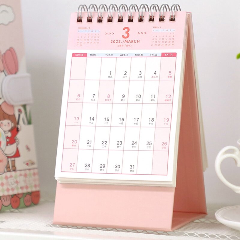 2022 Hand Drawing Solid Color Desk Calendar DIY Portable Desktop Calendars To Do List Daily Schedule Planner Office Supplies