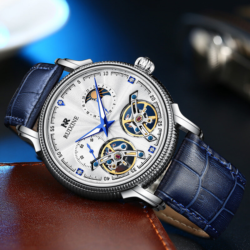 RUIXIN-メンズスチール腕時計,高級メカニカルファッション,発光,防水,新しいコレクション2021