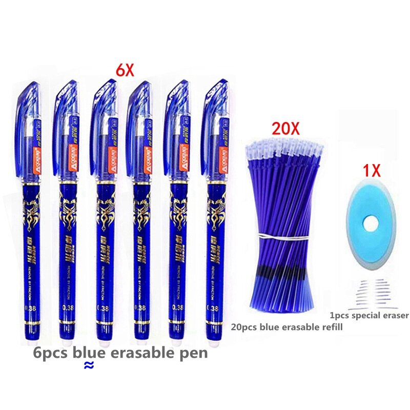 27 ชิ้น/เซ็ตKawaii ErasableปากกาเจลCherry BlossomsปากกาเติมRod Blue Black Inkสำหรับโรงเรียนเขียนลบเครื่องเขียน