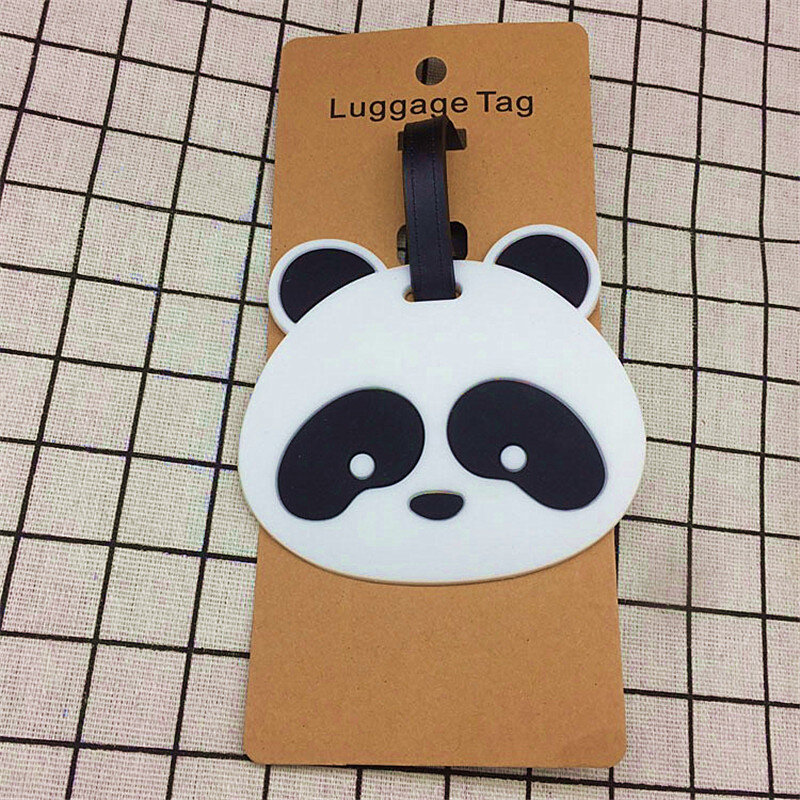 Creatieve Pandae Bagagelabel Cartoon Silicagel Koffer Id Adres Holder Draagbare Bagage Boarding Tags Reizen Accessoires