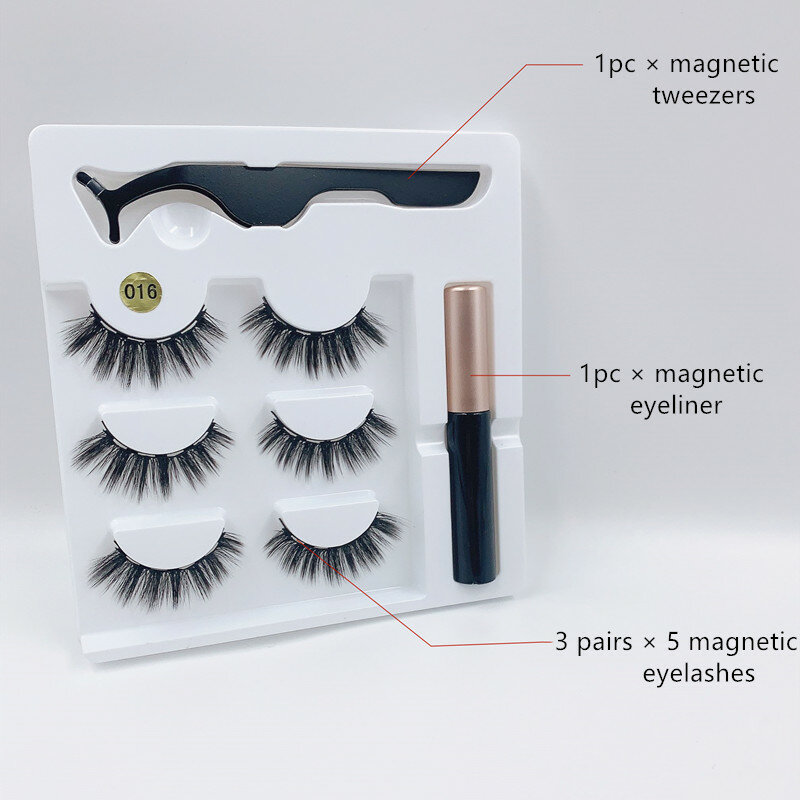 Magnetic Bulu Mata Set 3 Pasang 5 Magnet Dapat Digunakan Kembali Bulu Mata Palsu Tentu Lembut Ekstensi Bulu Mata, Magnetik Eyeliner Set