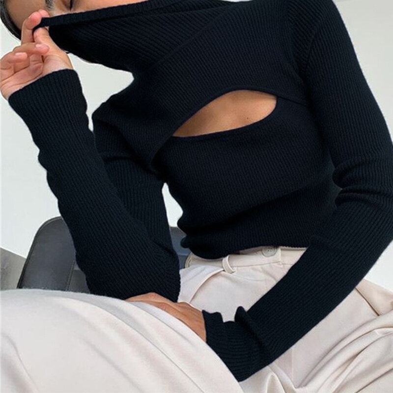 2021ผู้หญิงเสื้อคอเต่าแขนยาว Pullovers ฤดูใบไม้ร่วงใหม่ของแข็งแฟชั่นเสื้อกันหนาวเลดี้เสื้อผ้า