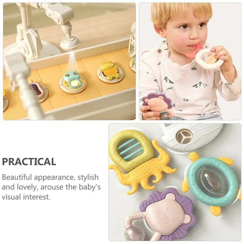 1 conjunto/10 pçs chocalho mordedor brinquedo dos desenhos animados dentição brinquedo educativo para o bebê