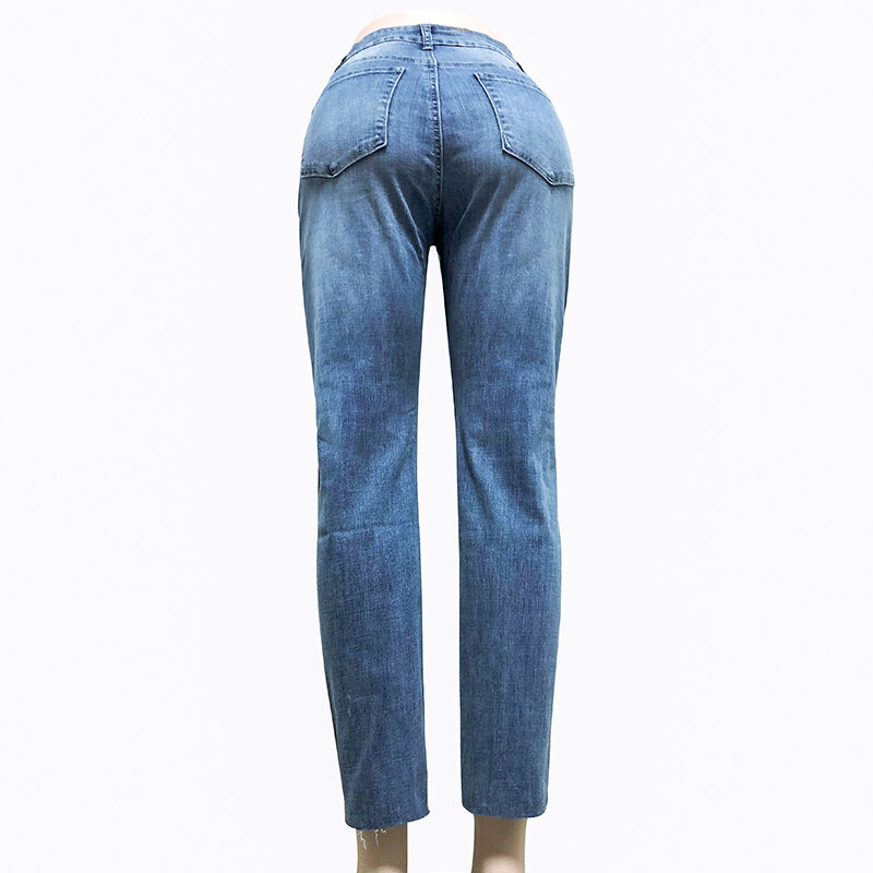 DIFIUPAI – pantalon en Denim déchiré pour femmes, Streetwear, slim, taille moyenne, décontracté, confortable, maman, Long, Vintage, haute élasticité