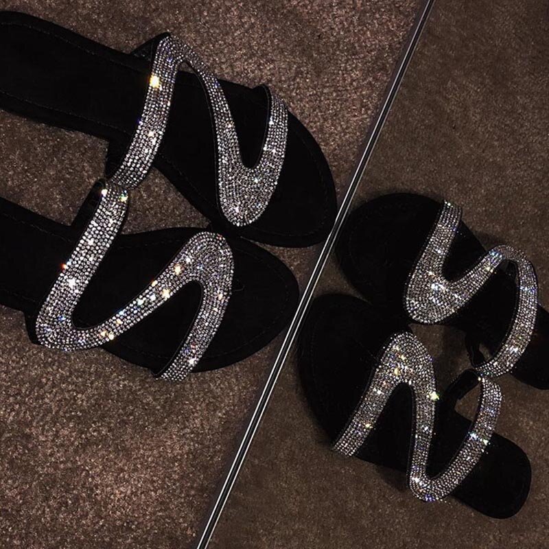 Sandalias de mujer con plataforma, zapatos de Roma a la moda con diamantes de imitación, chanclas de verano, novedad de 2020