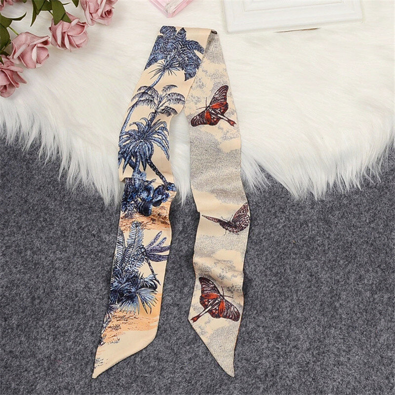 Hummingbird-bufanda de marca Tropical para mujer, pañuelos de seda delgados para bolso, pañuelo de muñeca, toalla