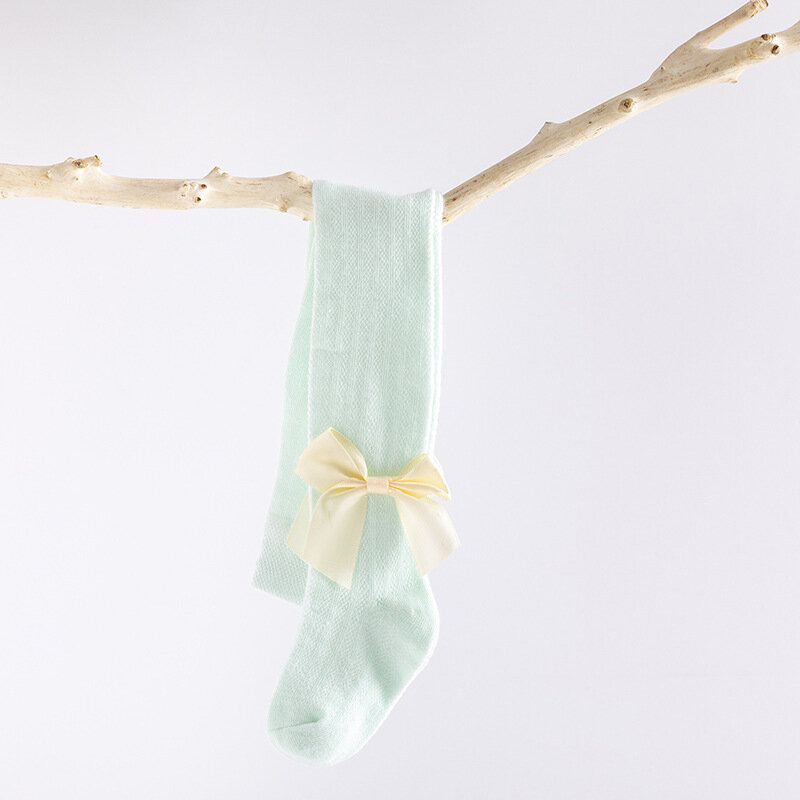 Collants en coton pour enfants de 0 à 8 ans, chaussettes de danse d'été tricotées avec nœud papillon, collection printemps-automne